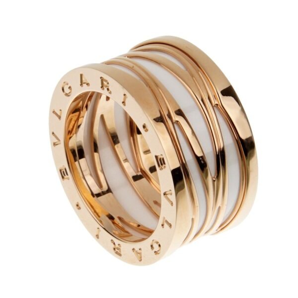 Bvlgari B.zero1 Legends Rose Gold Ceramic Band Ring Sz 8 1/2