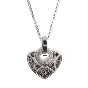 Bvlgari Diamond 18k White Gold Vintage Heart Pendant Necklace