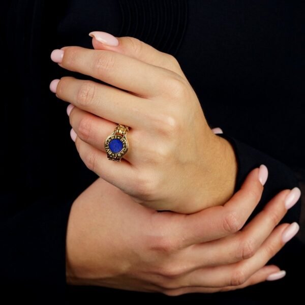 Bvlgari Lapis Chain Link Yellow Gold Ring Size 5 - Image 3