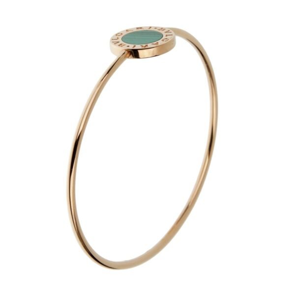 Bvlgari Malachite Rose Gold Medium Bangle Bracelet - Image 2