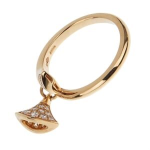 Bvlgari Divas Dream Charm Rose Gold Diamond Ring Sz 6 1/2
