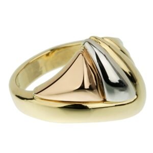 Bvlgari Vintage Tricolor Gold Cocktail Ring Size 5