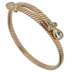 Bvlgari Vintage Tubogas Diamond Choker Tri Color Gold Necklace