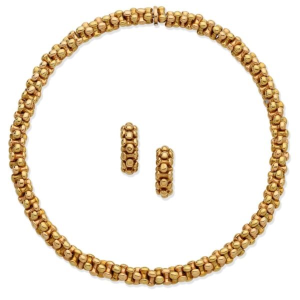 Bvlgari Vintage Yellow & Rose Gold Necklace Earrings Suite