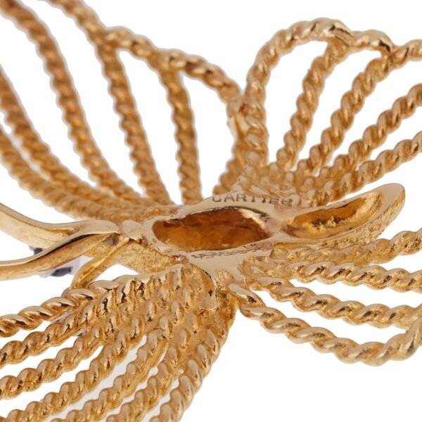 Cartier 1960s Butterfly Sapphire 18 Karat Yellow Gold Brooch - Image 3