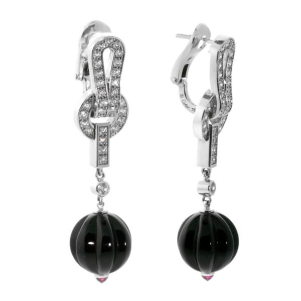 Cartier Agrafe Diamond Onyx Earrings - Image 2