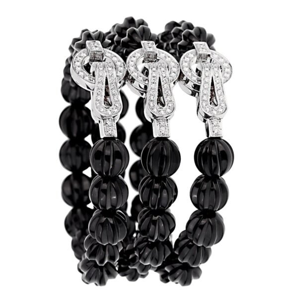 Cartier Agrafe Diamond Onyx White Gold Bracelet - Image 2