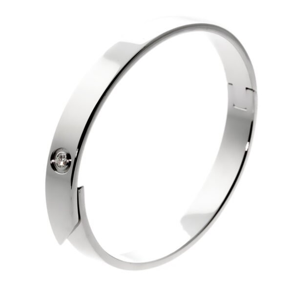 Cartier Anniversary Diamond Bangle White Gold Bracelet Sz 17