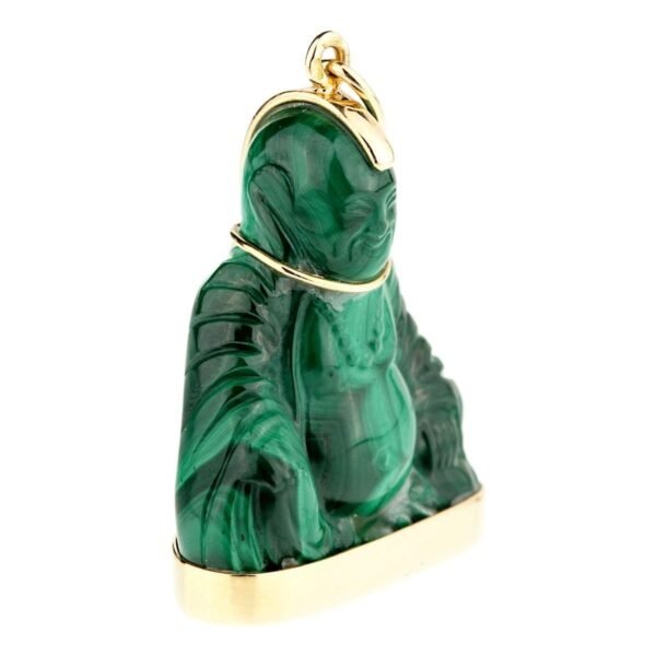 Cartier Buddha Malachite Gold Pendant Necklace - Image 3