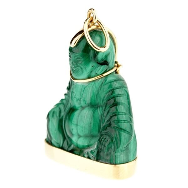Cartier Buddha Malachite Gold Pendant Necklace - Image 2