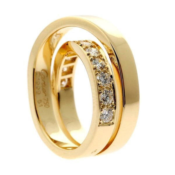 Cartier Diamond Gold Crossover Ring - Image 2
