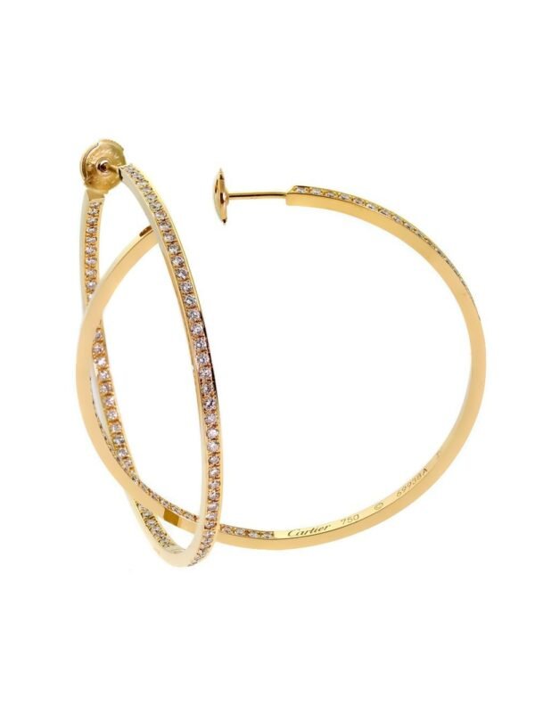 Cartier Diamond Gold Hoop Large Earrings - Image 2