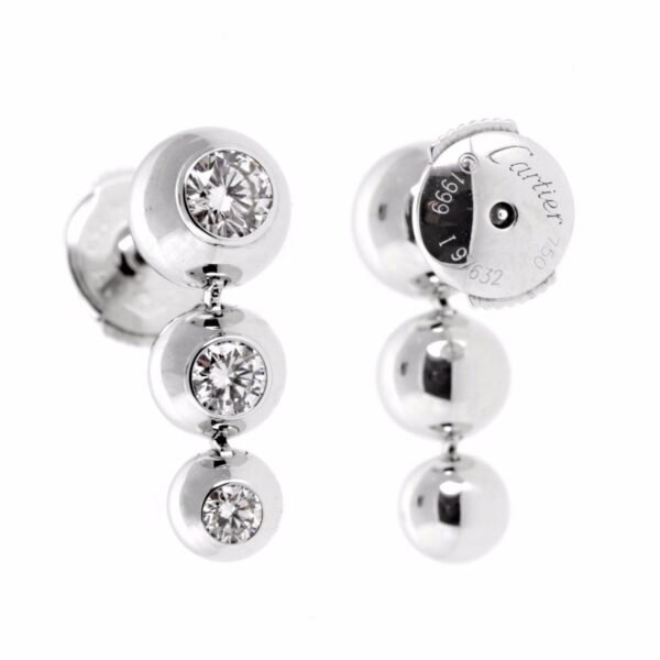 Cartier Diamond White Gold Drop Earrings - Image 2