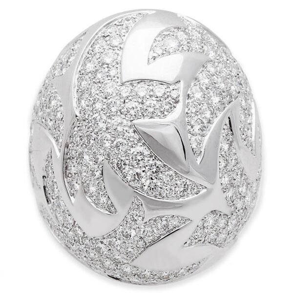 Cartier Dove of Peace Diamond White Gold Bombe Cocktail Ring - Image 3