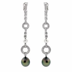 Cartier Himalia Pearl Diamond White Gold Earrings