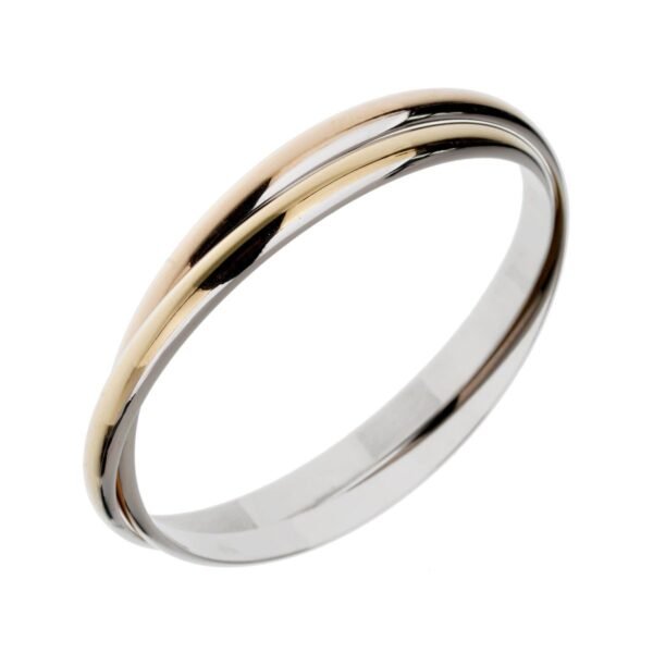 Cartier Interlocking 18k Rose & Yellow Gold Stainless Bangle - Image 2