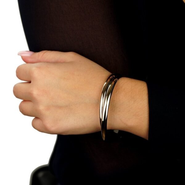 Cartier Interlocking 18k Rose & Yellow Gold Stainless Bangle - Image 4