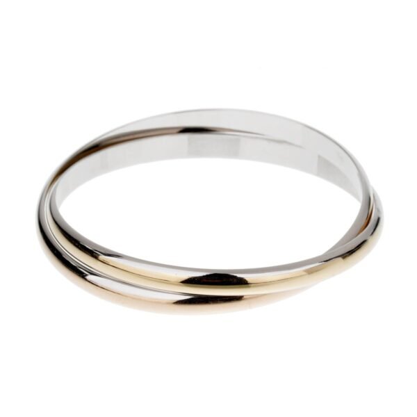 Cartier Interlocking 18k Rose & Yellow Gold Stainless Bangle - Image 3