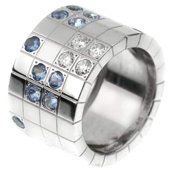 Cartier Lanieres Sapphire Diamond White Gold Ring Sz 4 1/2