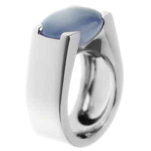 Cartier Large Chalcedony White Gold Cocktail Ring Sz 6 1/2