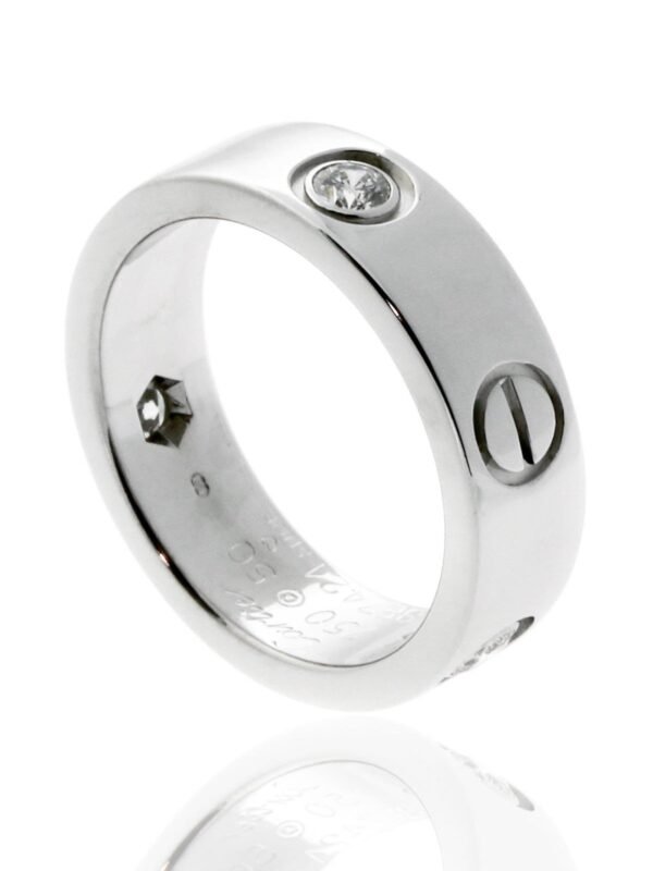 Cartier Love 3 Diamond Ring in 18k White Gold Sz 50 - Image 2