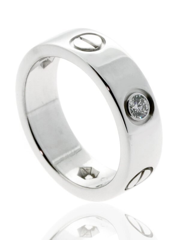 Cartier Love 3 Diamond Ring in 18k White Gold Sz 50