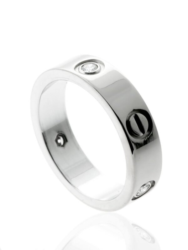 Cartier Love 3 Diamond Ring in 18k White Gold Sz 58 - Image 2