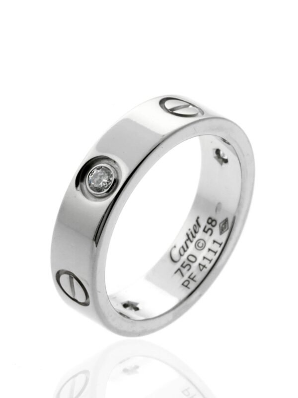 Cartier Love 3 Diamond Ring in 18k White Gold Sz 58