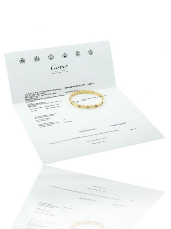 Cartier Love Diamond Bangle Bracelet in 18k Yellow Gold Sz 19 - Image 3