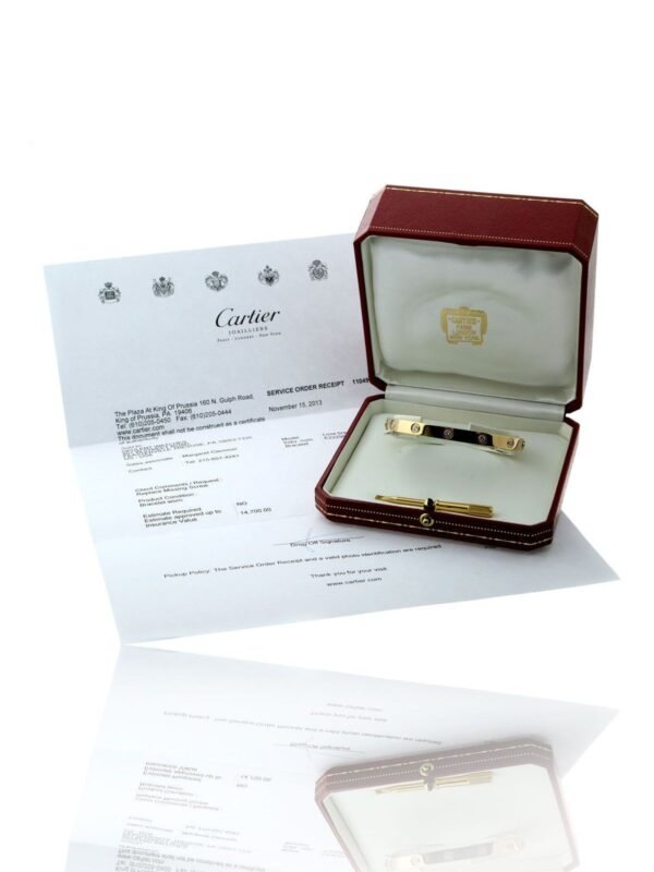 Cartier Love Diamond Bangle Bracelet in 18k Yellow Gold Sz 19 - Image 4