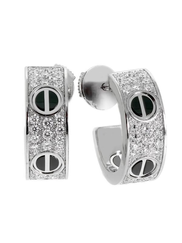 Cartier Love Diamond Ceramic Earrings - Image 2