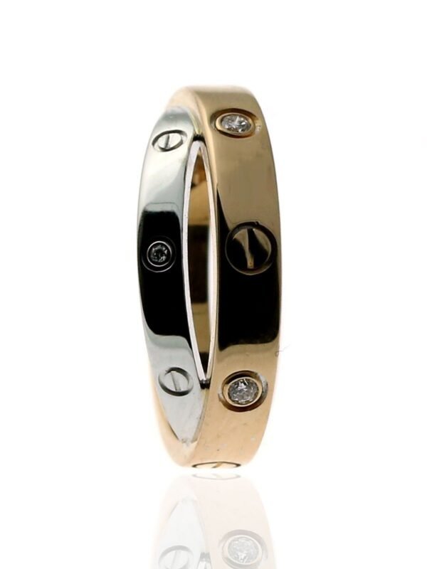 Cartier Love Diamond Ring 18k White & Rose Gold - Image 3