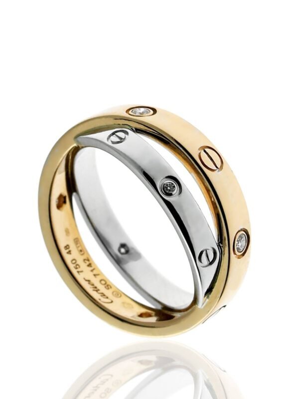 Cartier Love Diamond Ring 18k White & Rose Gold - Image 2
