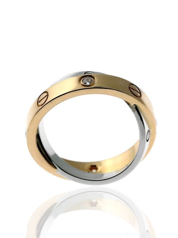 Cartier Love Diamond Ring 18k White & Rose Gold - Image 4