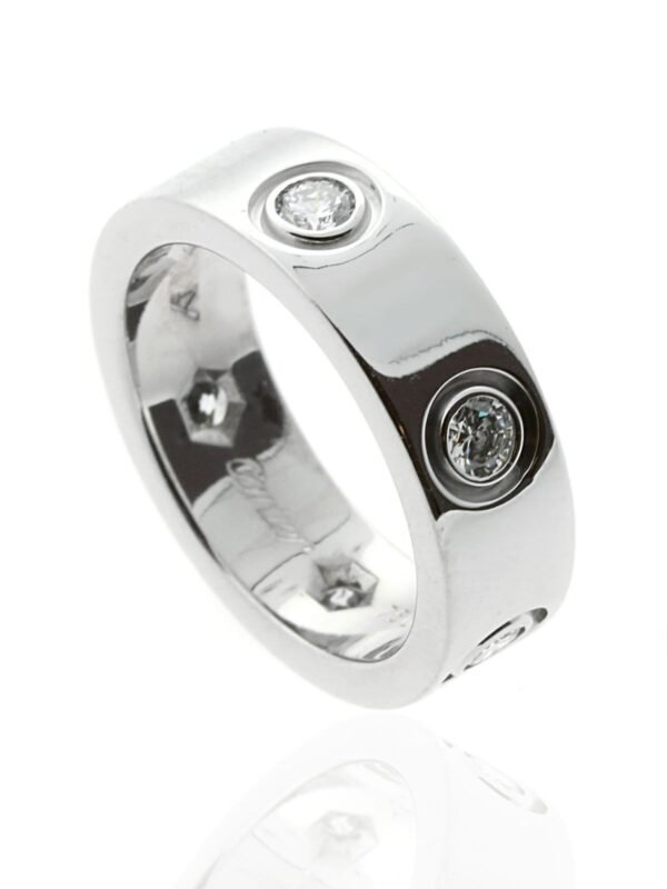 Cartier Love Diamond Ring 18k White Gold Sz 46 - Image 2