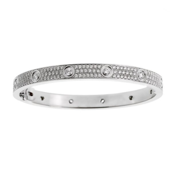 Cartier Love Pave Diamond White Gold Bangle Bracelet - Image 2