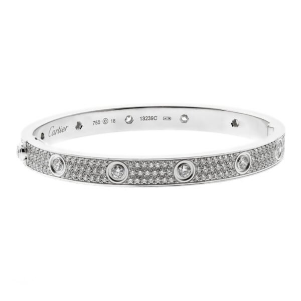 Cartier Love Pave Diamond White Gold Bangle Bracelet