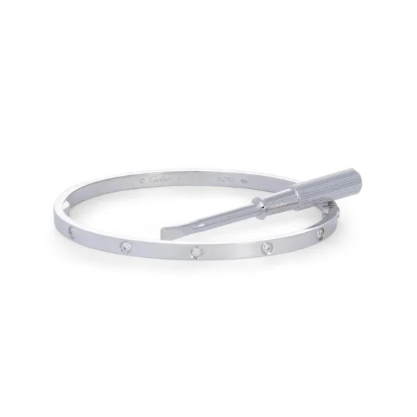Cartier Love White Gold 10-Diamond Bracelet, Small Model - Image 3