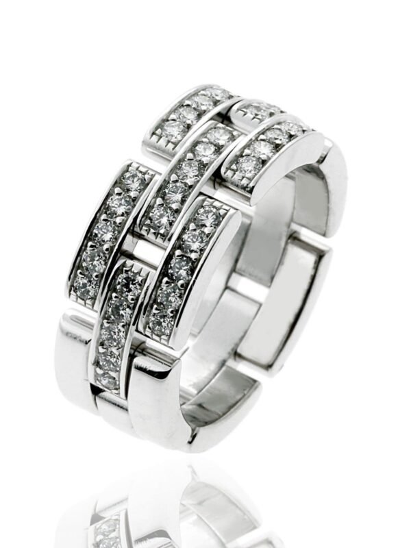 Cartier Maillon Panthere Diamond Ring 18k White Gold