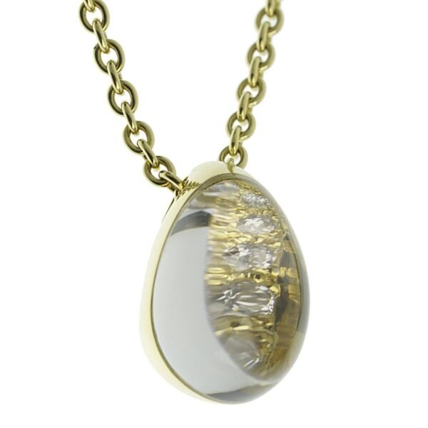 Cartier Myst Rock Crystal Diamond Yellow Gold Vintage Necklace - Image 2