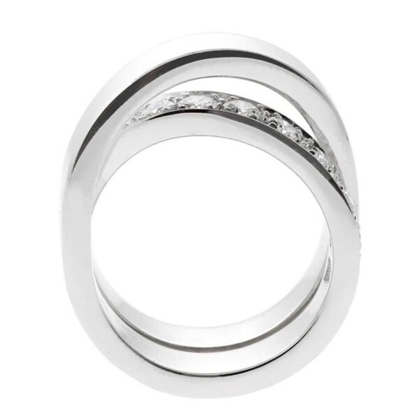 Cartier Nouvelle Vague Diamond White Gold Crossover Ring - Image 3