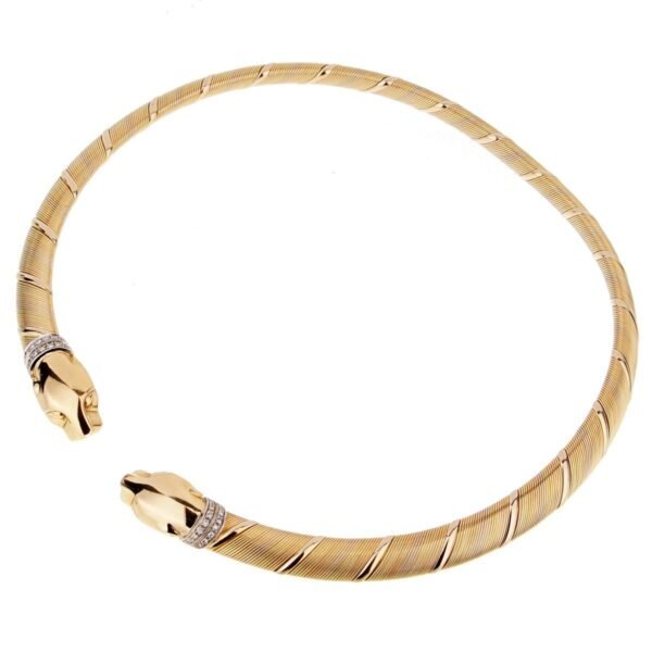Cartier Panthere 18k Tri Color Gold Diamond Choker Necklace - Image 2
