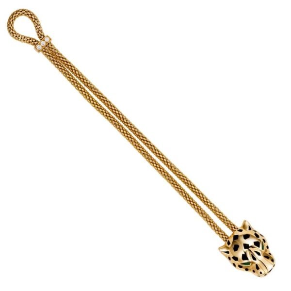 Cartier Panthere Head Diamond, Onyx Yellow Gold Bracelet - Image 2