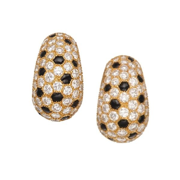 Cartier Panthere Hoop Vintage French Diamond Hoop Earrings