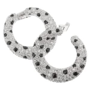Cartier Panthere Onyx Diamond Platinum Hoop Earrings