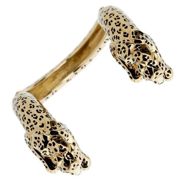 Cartier Panthere Yellow Gold Enamel Bangle Bracelet - Image 4