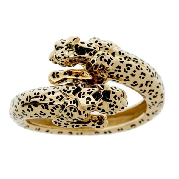 Cartier Panthere Yellow Gold Enamel Bangle Bracelet - Image 2