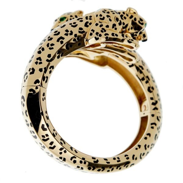 Cartier Panthere Yellow Gold Enamel Bangle Bracelet - Image 3