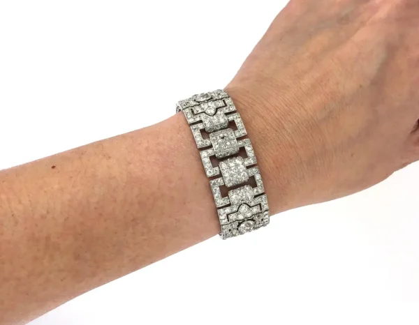 Cartier Paris Art Deco Diamond Platinum Strap Bracelet - Image 6