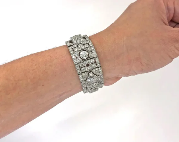Cartier Paris Art Deco Diamond Platinum Strap Bracelet - Image 5
